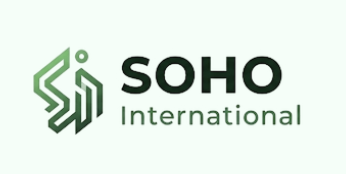 Logo von Soho International, grün-weißes Emblem mit Markenname